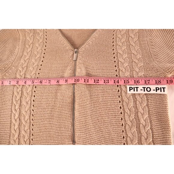 New York & Company Women's Knit Sweater with Zip Front & Cable Detail Size M - Picture 6 of 11